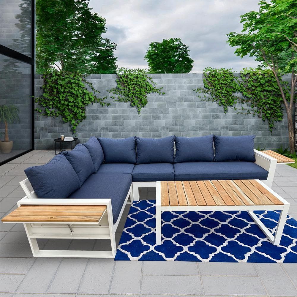 Higreen Outdoor Denver 5-Piece Aluminum Outdoor Patio Sectional Sofa ... with regard to The Science Behind Redondo Spectrum Indigo's Outdoor Sofa Construction
