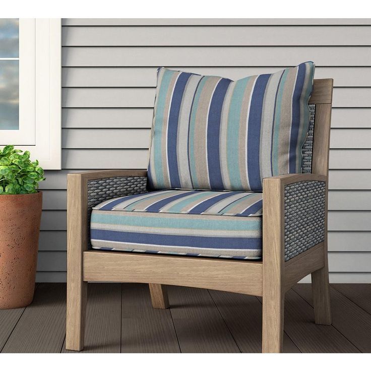 Honeycomb Outdoor Deep Seating Cushion Set - Stripe Blue &amp; Beige | Deep ... intended for Designing comfortable outdoor living spaces with deep seating cushion sets
