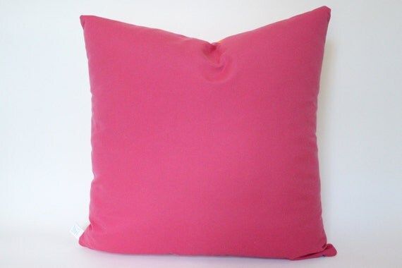 Hot Pink Outdoor Pillow Cover In Sunbrella Fabric in Sunbrella Canvas Hot Pink Outdoor Pillows, Set Of 2, 12X18