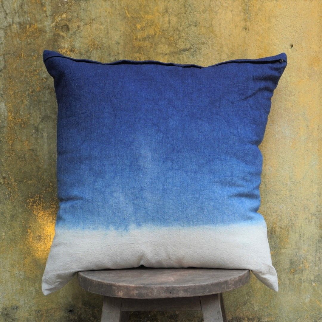 Indigo Dyed Ombre Shibori Pillow Cover – Handmadee within Ombre Indigo Indoor/Outdoor Performance Pillow, 20"X20"