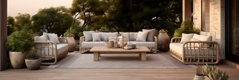 Inviting Patio Area With A Mix Of Textures, Including A Wooden Deck ... in Pillow Decor - Sunbrella Brannon Whisper Stripes 20 X 20 Outdoor Pillow