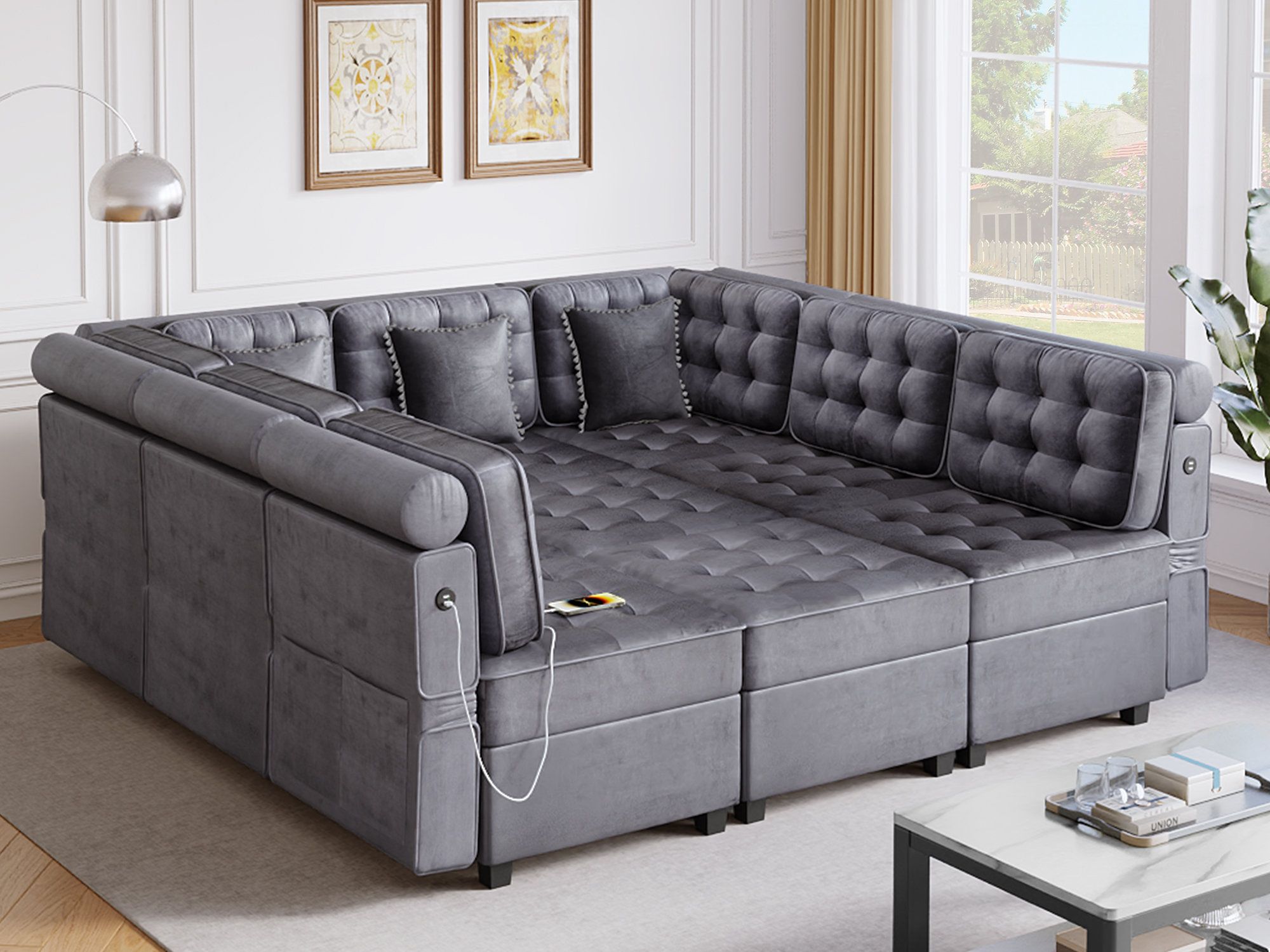 Lark Manor™ Edrosie Modular 9-Seat Sectional Sofa Versatile U-Shaped ... inside How Manor Ultra High Back Sofa Transforms Living Room Comfort