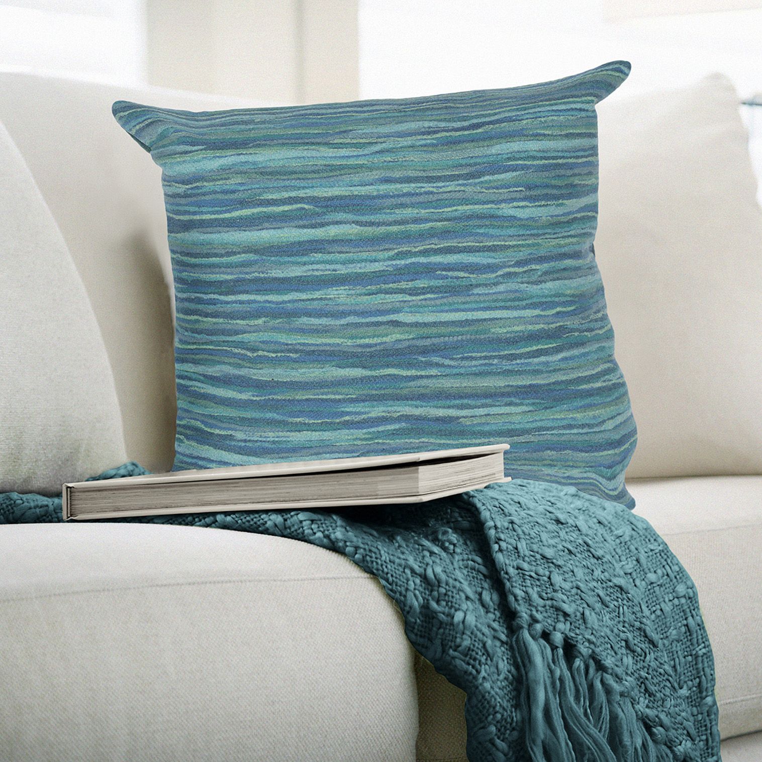 Liora Manne Visions Iii Pillow Broken Stripe Contemporary / Modern ... inside Visions Iii Ripples Indoor/Outdoor Pillow Gulf 20"X20"