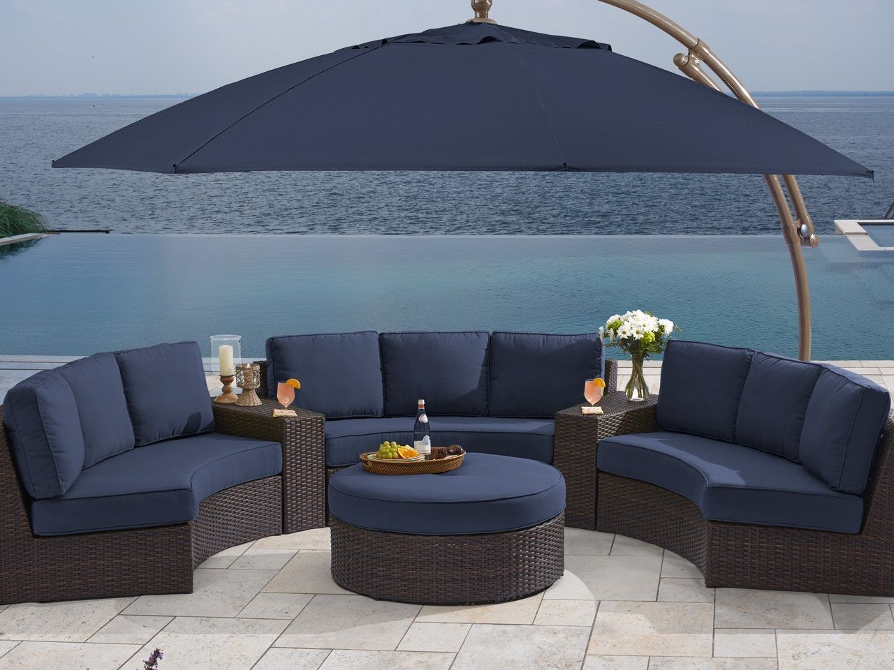 Designing Outdoor Living Spaces with the Newport Spectrum Indigo Sofa