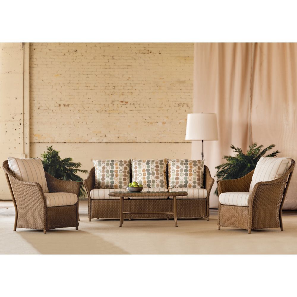 Lloyd Flanders Weekend Retreat 4 Piece Wicker Sofa Set | Lf-Retreat-Set1 with Lloyd Flanders Weekend Retreat Sofa, Fawn, Demo Skyway