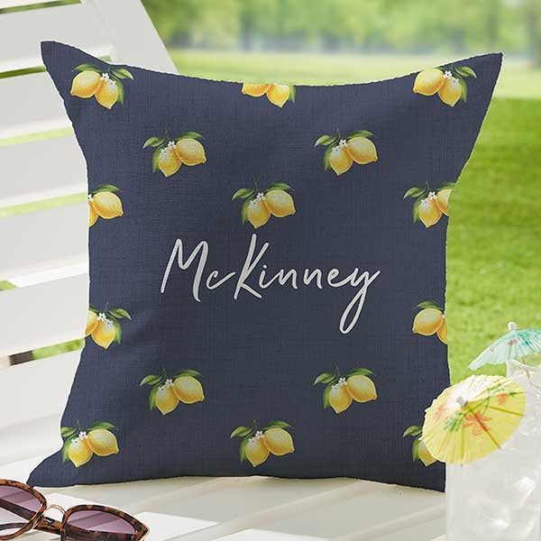 Lovely Lemons Personalized Outdoor Throw Pillows pertaining to Poly-Filled Lemons Design Outdoor Throw Pillow