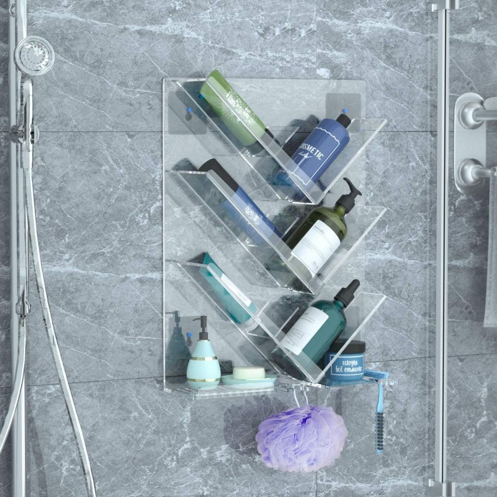 Luxury Acrylic Shower Caddy ( Wall Mounted) - Trendz Of Today regarding How to Install Wall-Mounted Shower Caddy Without Screws