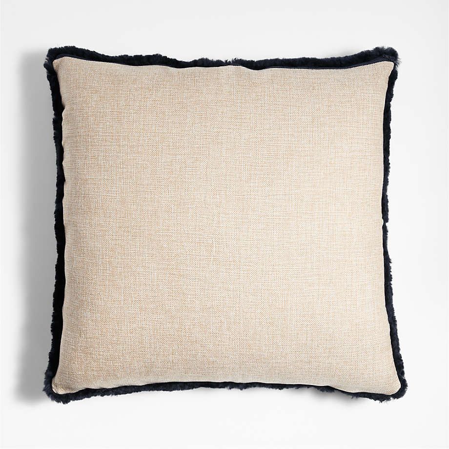 Malmo Shearling 20X20 Deep Indigo Blue Throw Pillow With Feather Insert ... within Noble Indigo Indoor/Outdoor Performance Pillow, 20"X20"