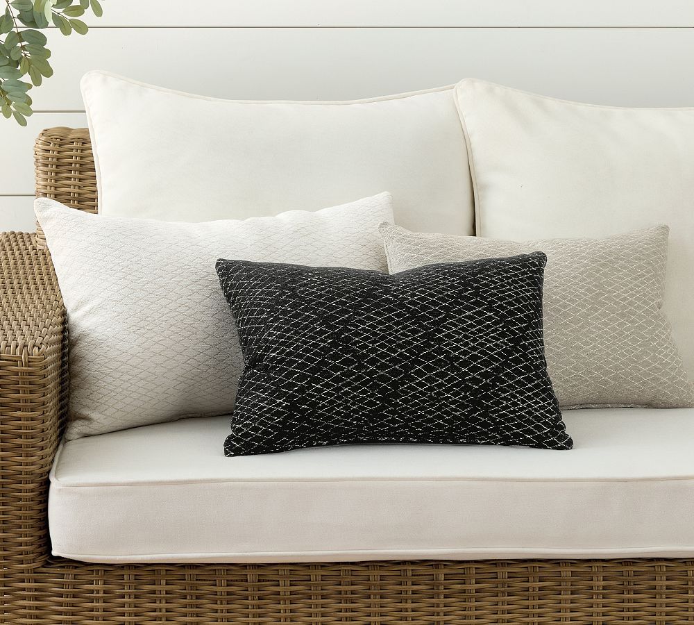 Margot Diamond Outdoor Performance Lumbar Pillow | Pottery Barn for Maximizing Your Outdoor Experience with a 20x20 Performance Pillow