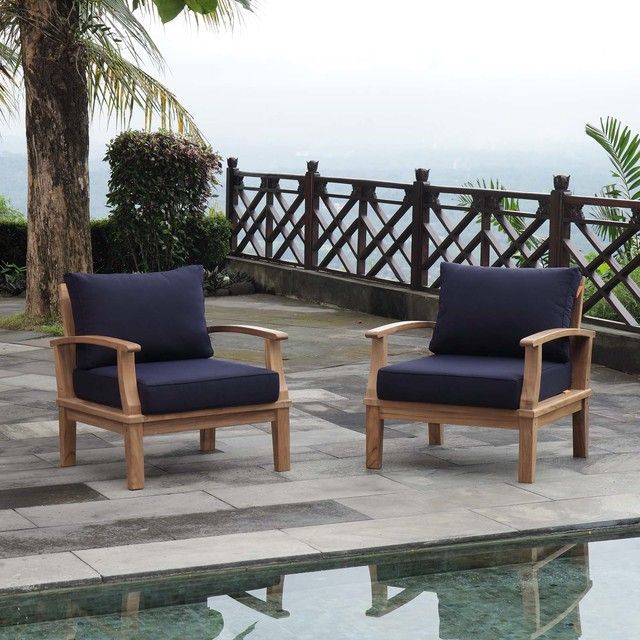 Exploring the Durability and Design of Navy Marina 2 Piece Teak Outdoor Sets