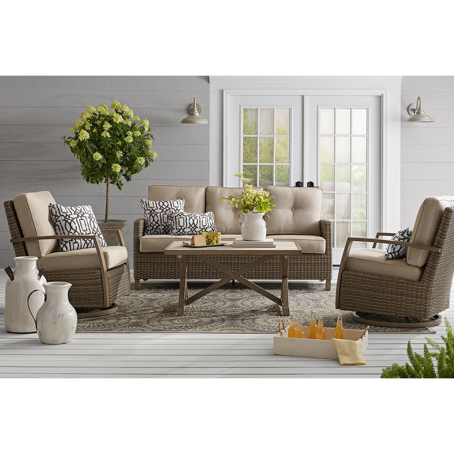 Member's Mark Agio Fremont 4-Piece Patio Deep Seating Set With ... regarding Sunbrella Granite Gray Outdoor Deep Seating