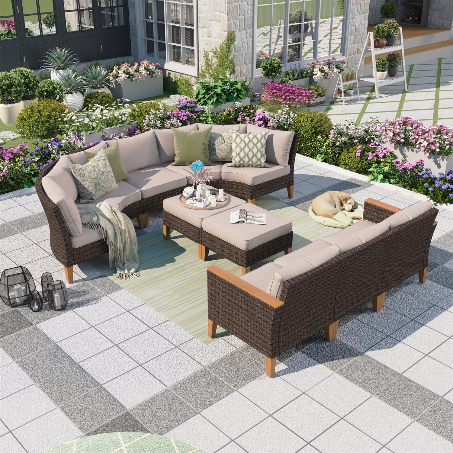 Mf Studio 10 Piece Outdoor Patio Conversation Set Outdoor Furniture Set ... for Design considerations for versatile 10-piece patio seating arrangements