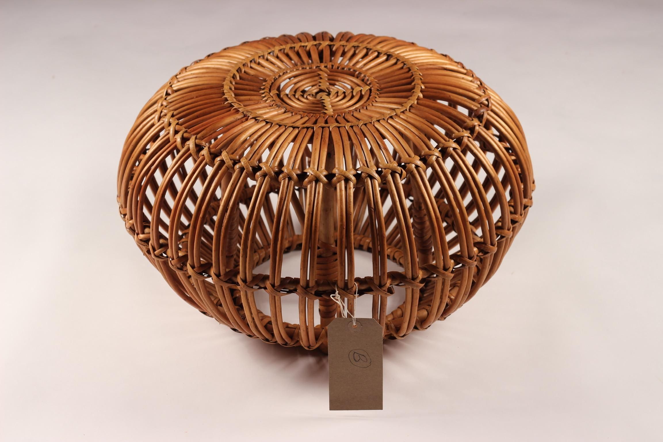 Mid-Century Modwicker Ottoman, Stool Or Side Table 'D' For Sale At 1Stdibs in The Evolution of Wicker Craftsmanship in Modern Home Furnishings