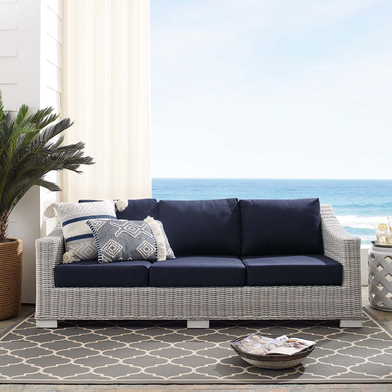Modway Conway Sunbrella Outdoor Patio Wicker Rattan Sofa - Wayfair Canada throughout Manhattan Sunbrella Upholstered Outdoor Sofa