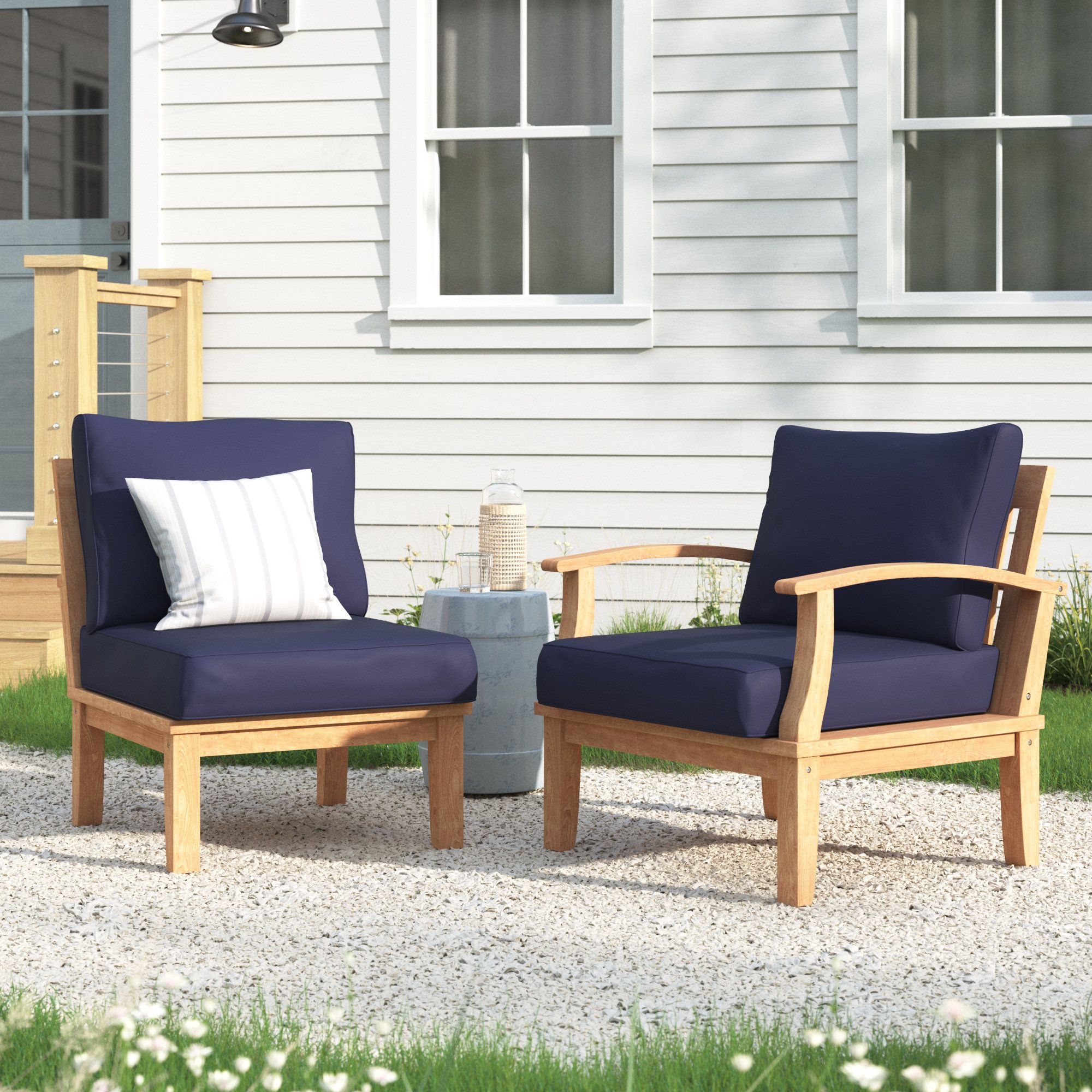 Modway Marina 2 Piece Outdoor Patio Teak Set | Wayfair regarding Exploring the Durability and Design of Navy Marina 2 Piece Teak Outdoor Sets
