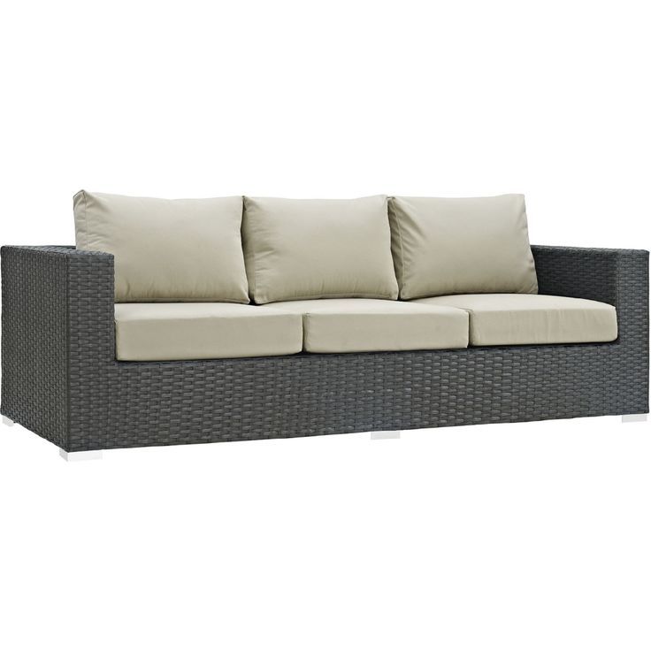 Modway "Sojourn Outdoor Patio Sofa Poly Rattan, Beige Sunbrella ... throughout The Ultimate Guide to Maintaining Your Sojourn Sunbrella Patio Sofa