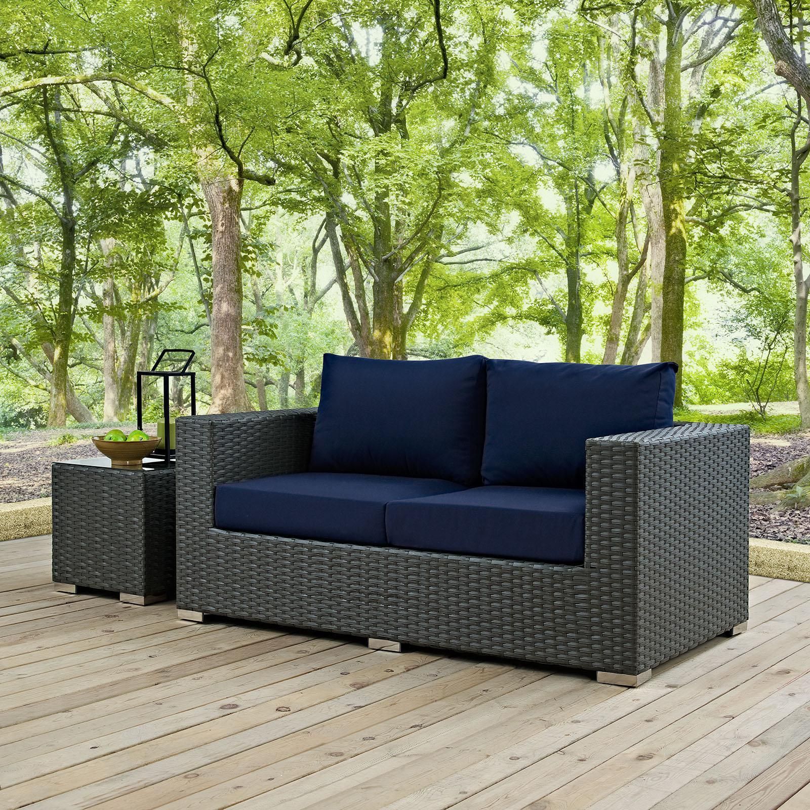 Modway Sojourn Outdoor Patio Sunbrella Loveseat - Navy in Sojourn Outdoor Patio Sunbrella® Sofa