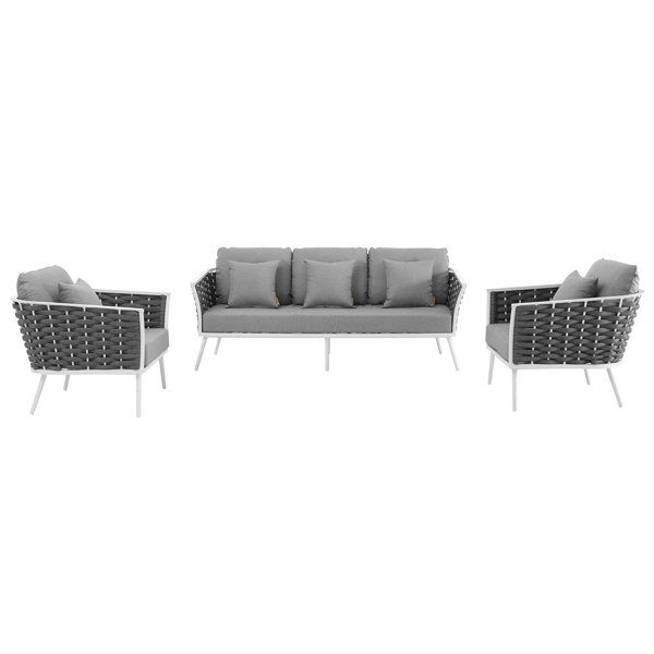 Modway Stance 3 Piece Outdoor Patio Aluminum Sectional Sofa Set In ... with Maximizing Your Patio Living with a Stance 3-Piece Aluminum Sofa