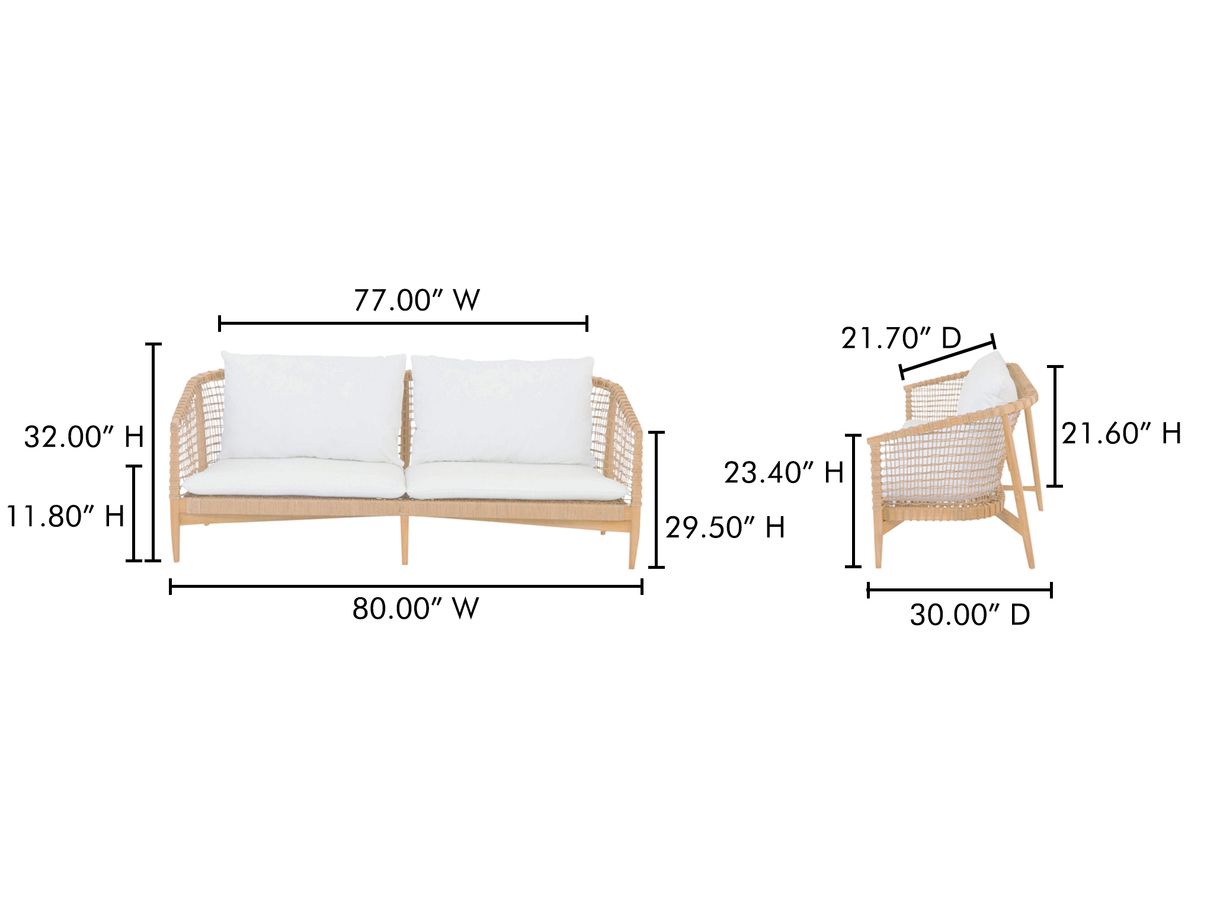 Moe's Home Outdoor Kuna White Sofa | Mhocv102724 within Kuna Outdoor Sofa White