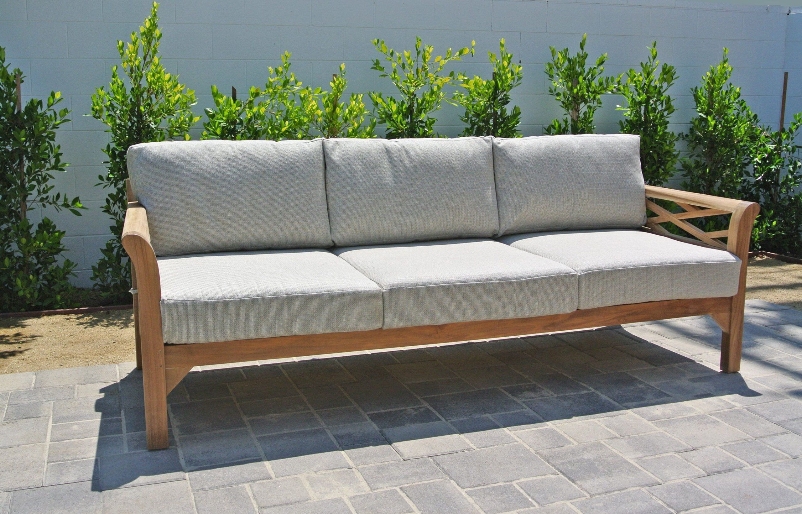 Monterey Outdoor Teak Sofa. Sunbrella Cushion | Outdoor Sofa, Outdoor ... regarding Manhattan Sunbrella Upholstered Outdoor Sofa