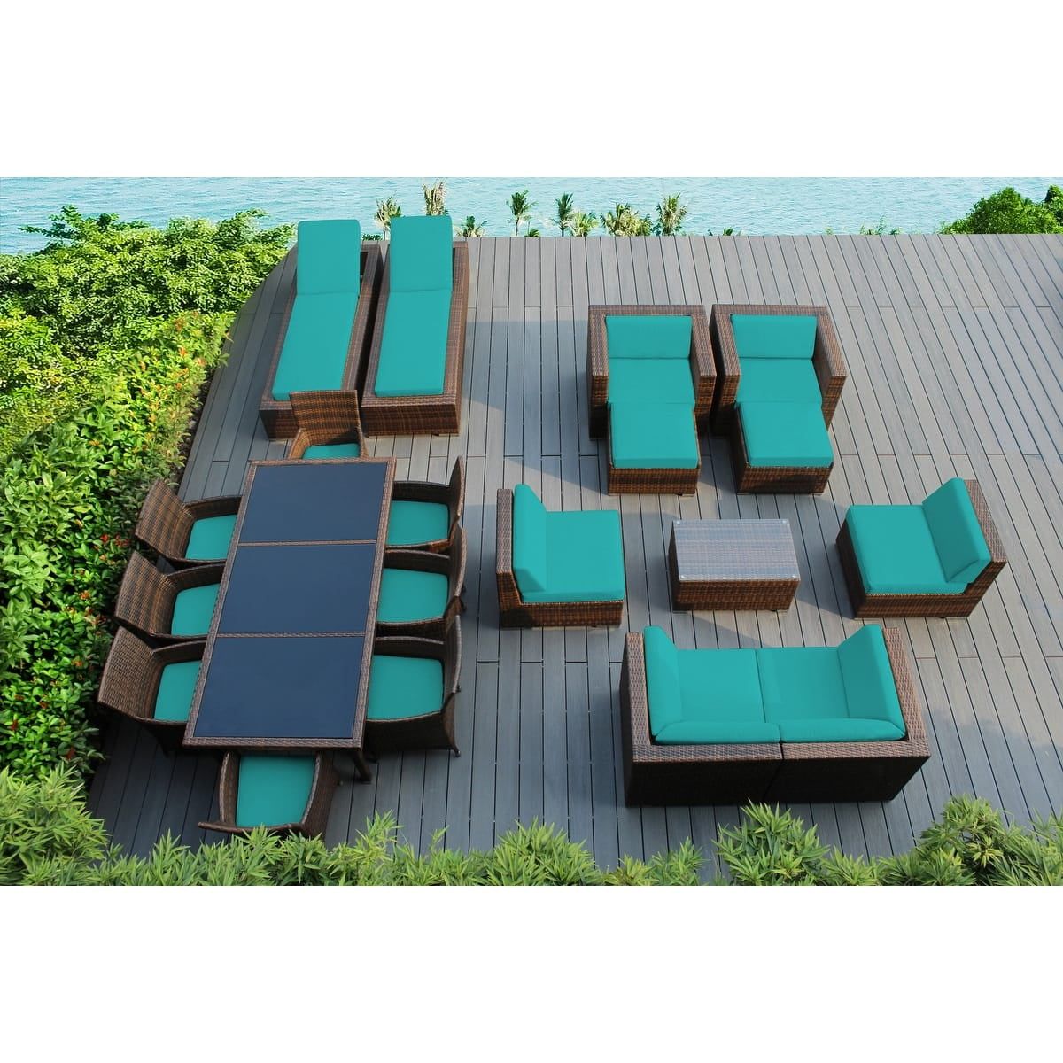 Ohana Depot Ohana Outdoor Patio 20 Piece Mixed Brown Wicker Sofa And ... with Understanding the Features of Nain Large Lounge Sofa With Sunbrella Cushion Canvas Aruba