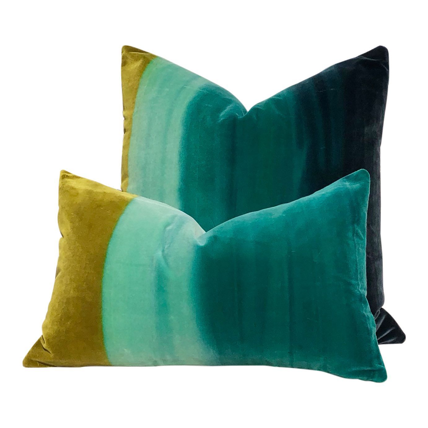 Ombre Velvet Pillow In Zest, Lagoon, Indigo. Lumbar Ombre Velvet Pillow ... throughout Ombre Indigo Indoor/Outdoor Performance Pillow, 20"X20"