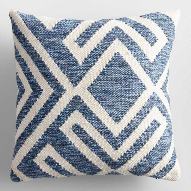 Our Exclusive Throw Pillow Features A Textured Blue Geometric Design ... within Pineapple Stripes 14"X20" Abstract Decorative Outdoor Pillow, Blue