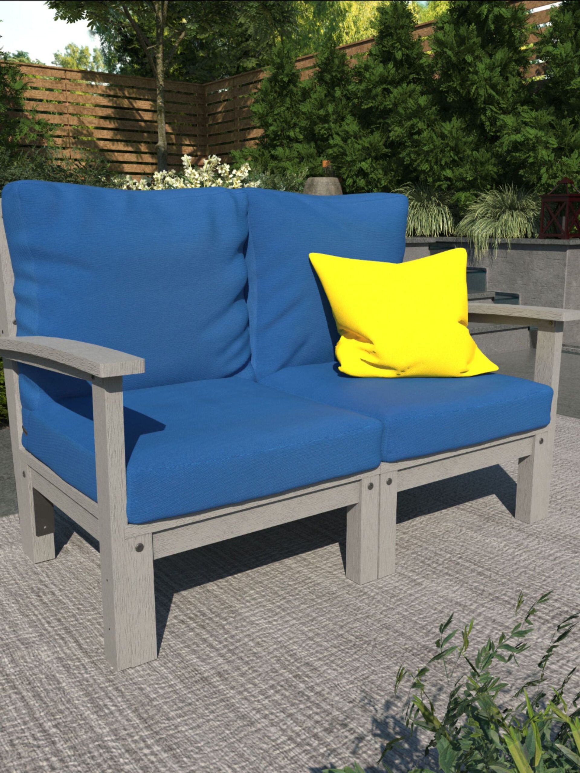 Outdoor Patio Lounge Furniture | Bespoke Deep Seating Loveseat In 2023 ... in Sunbrella Canvas Spa Outdoor Corded Deep Seating Cushion Set, 23.5X23