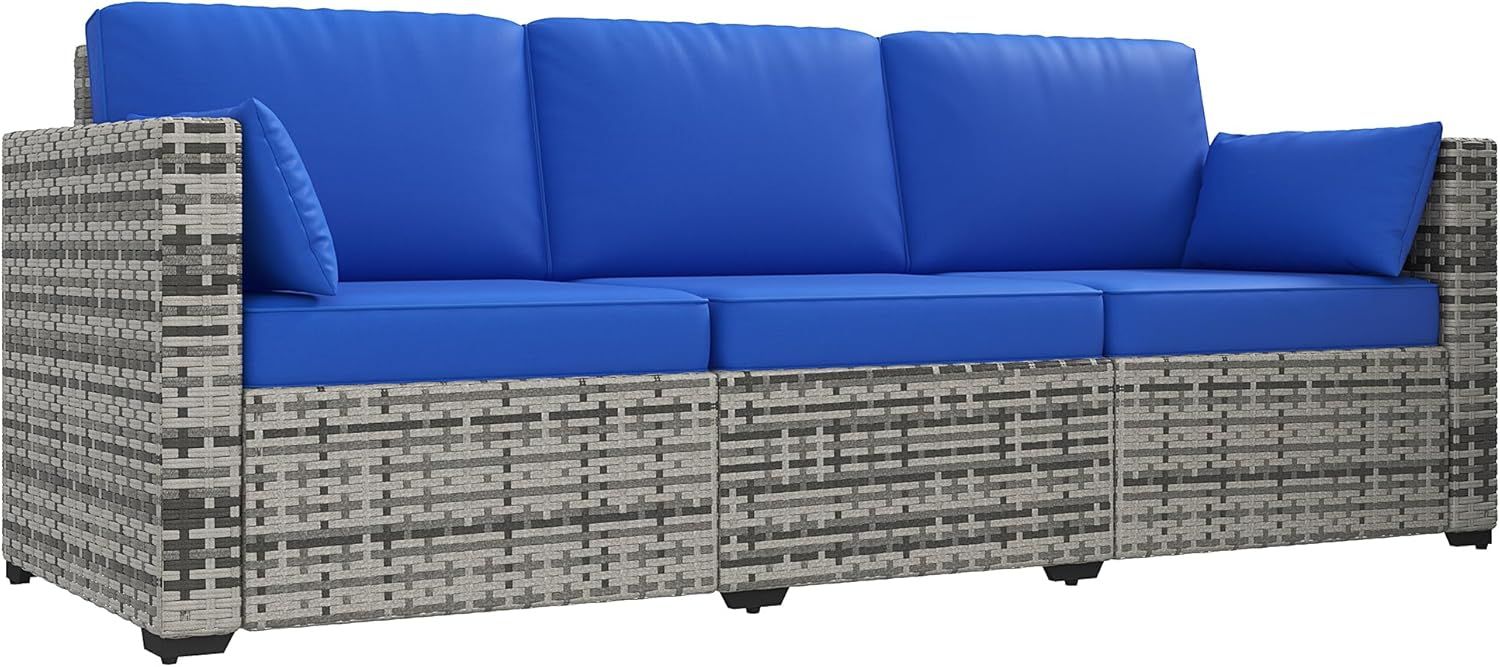 Outsunny Three-Seater Outdoor Sofa With Cushions, Pe Rattan ... in Transforming Your Patio with the Belle Isle 3-Seat Outdoor Sofa