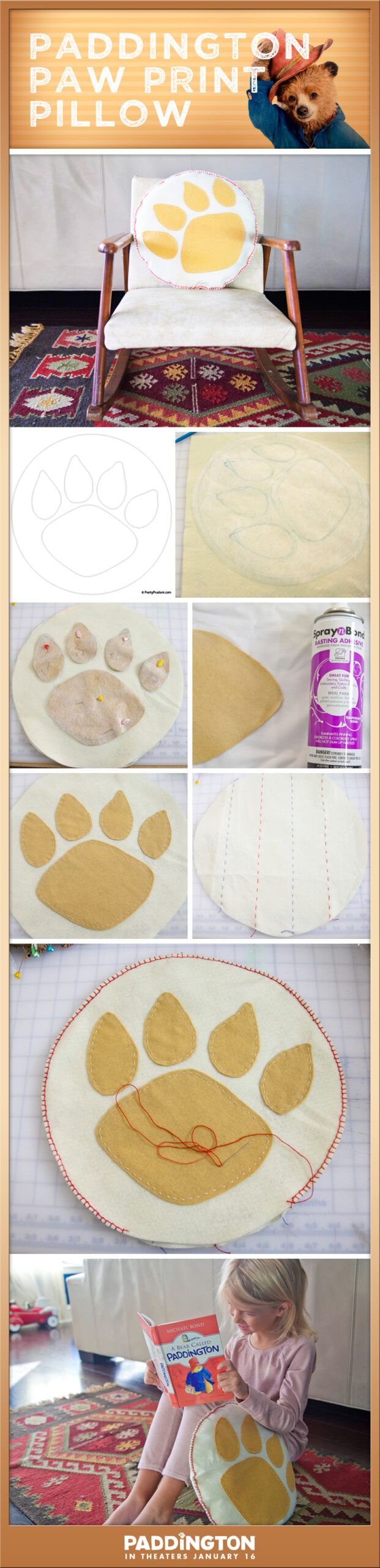 Paddington Bear Paw Print Pillow Tutorial inside The science behind Frontporch Paw Prints pillow construction