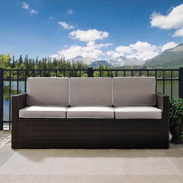 Palm Harbor Outdoor Wicker Sofa Gray/Brown - Contemporary - Outdoor ... with Design features and material quality of palm harbor outdoor wicker sofa brown with gray cushions
