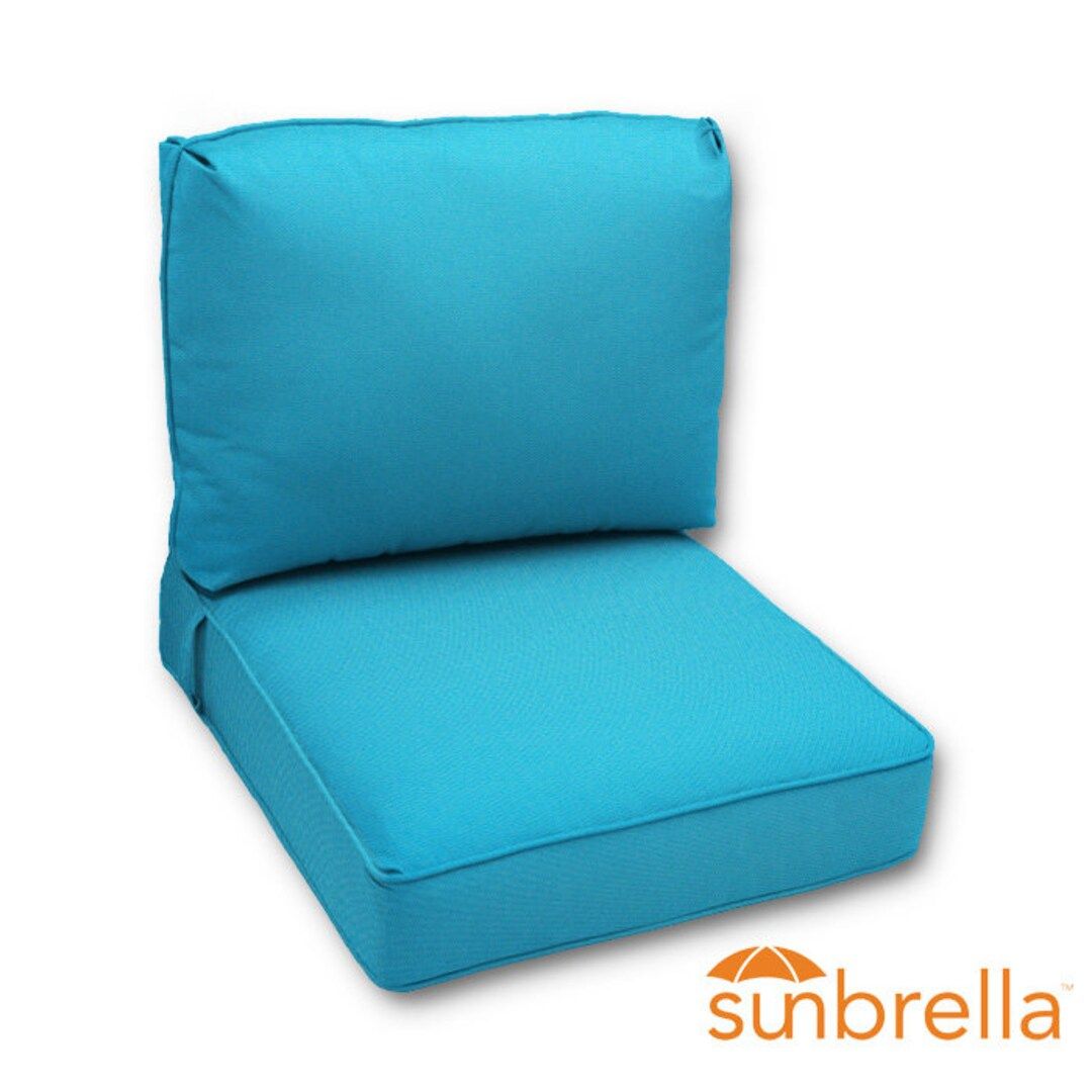 Patio Chair Cushions Sunbrella® Canvas Cyan Deep Seating - Etsy in Sunbrella Canvas Henna Outdoor Corded Deep Seating Cushion Set, 23.5"X23"