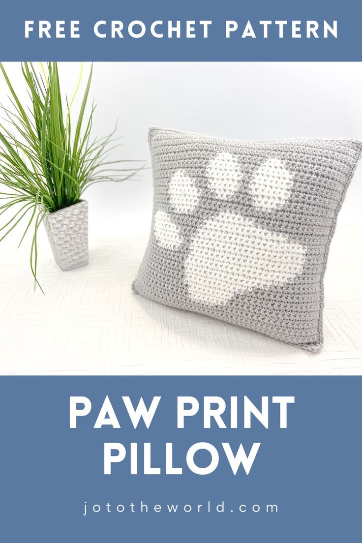 Paw Print Pillow Cover - Free Crochet Pattern | Jo To The World ... throughout Frontporch Paw Prints "Machine Washable" Indoor/Outdoor Pillow