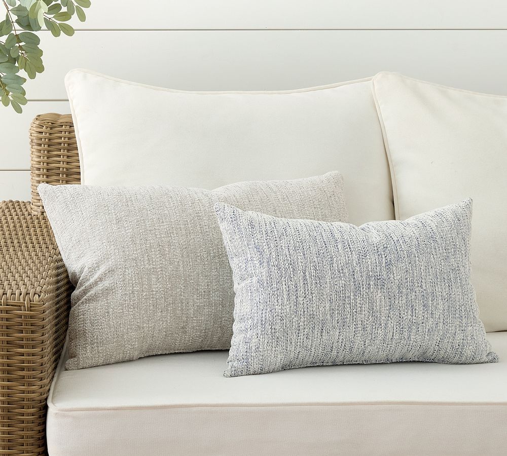 Performance Boucle Outdoor Lumbar Pillow | Pottery Barn with regard to Thumbprint Indigo Lumbar Indoor/Outdoor Performance Pillow, 12"X20"