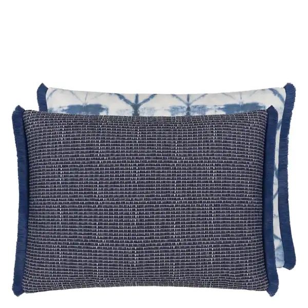 Pompano Indigo Indoor/Outdoor Pillow - Rousseau's with Trilogy Indigo Indoor/Outdoor Performance Pillow, 20"X20"