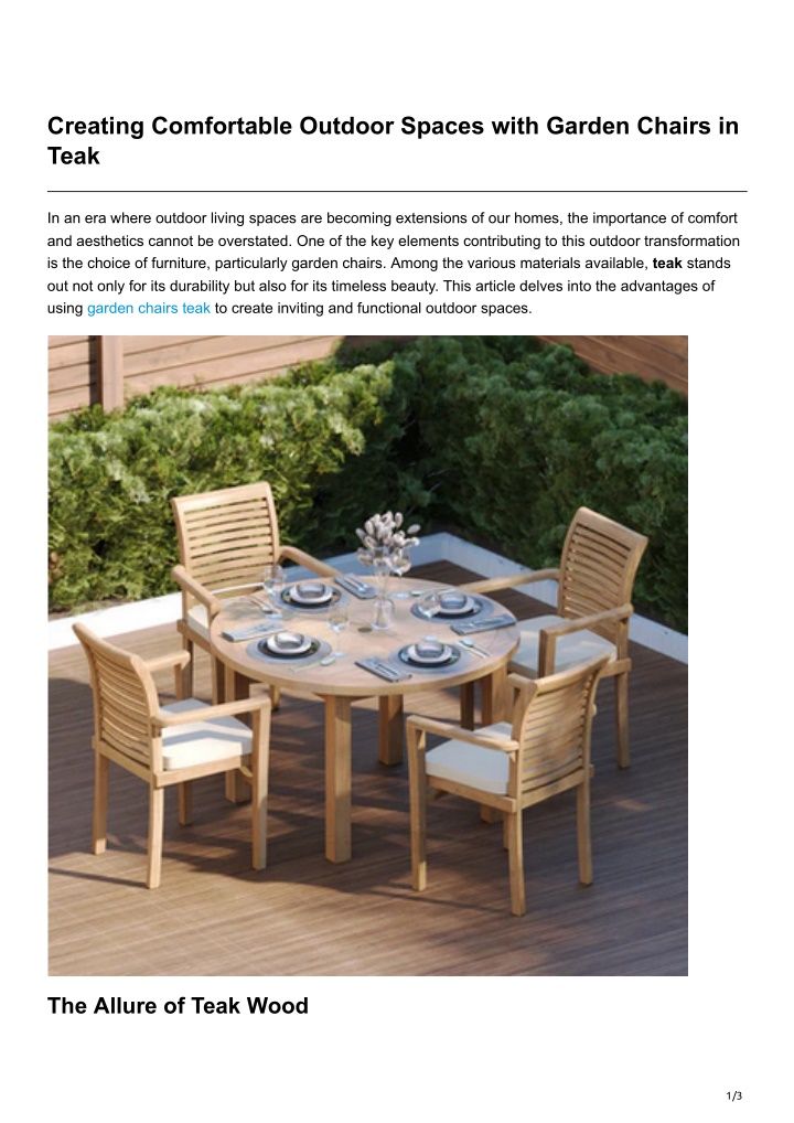 Ppt - Creating Comfortable Outdoor Spaces With Garden Chairs In Teak ... pertaining to Green Butterfly Outdoor Throw Pillow, 18"X18"