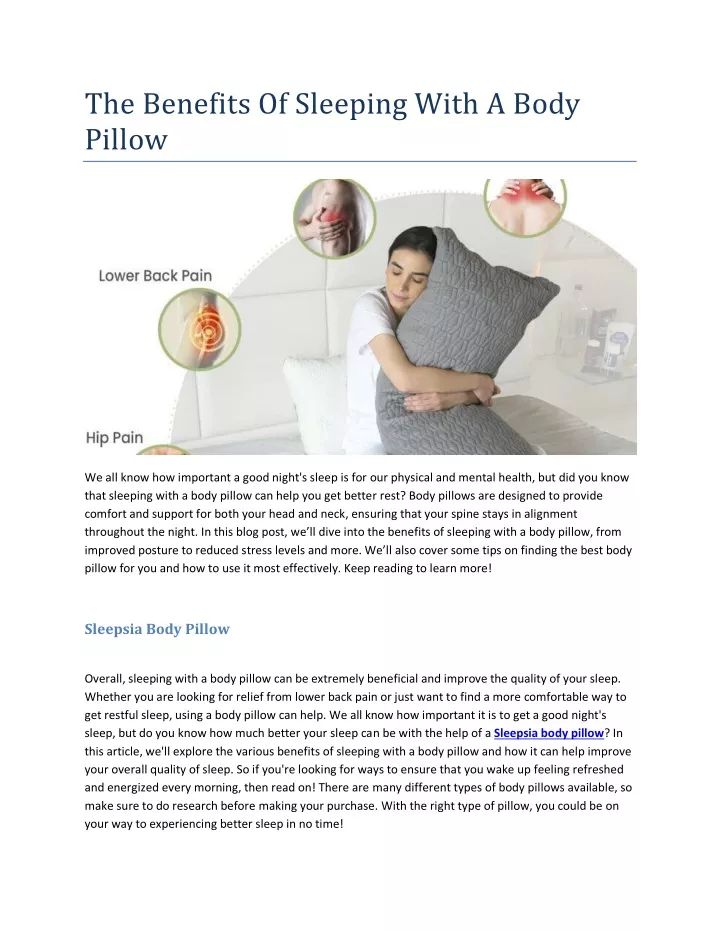Ppt - The Benefits Of Sleeping With A Body Pillow Powerpoint ... inside Understanding the Benefits of Visions III Ripples Pillow for Better Sleep