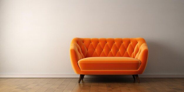 Premium Photo | Orange Velvet Loveseat Sofa Or Snuggle Chair In Empty ... with The Evolution of Loveseat Design Through Modern Interior Trends