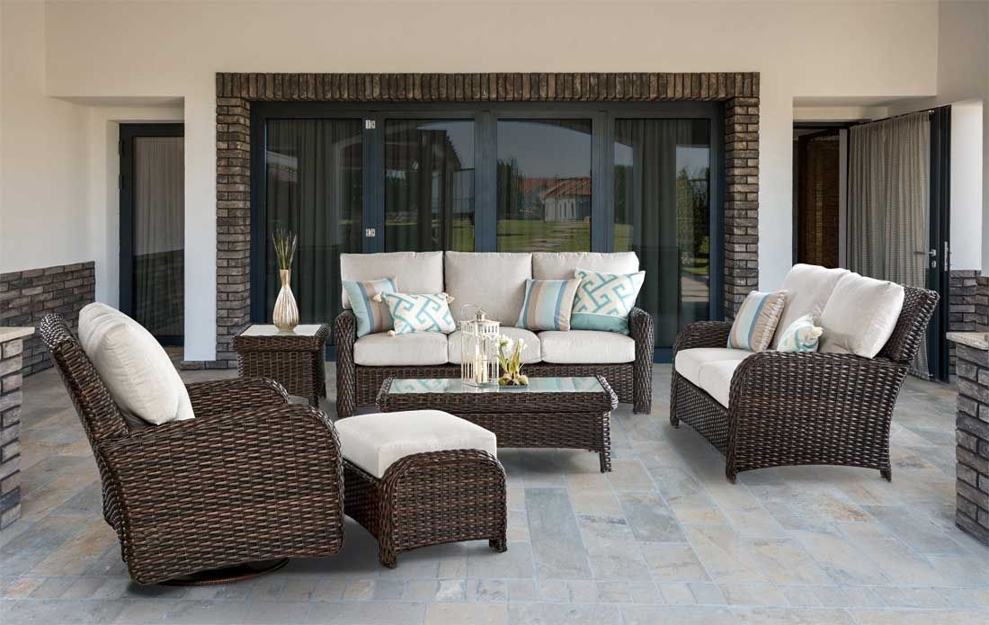 Resin Wicker Patio Furniture Sets within Argento Sofa, Resin Wicker, Aluminum Legs, Ice Blue Polyester Cushion