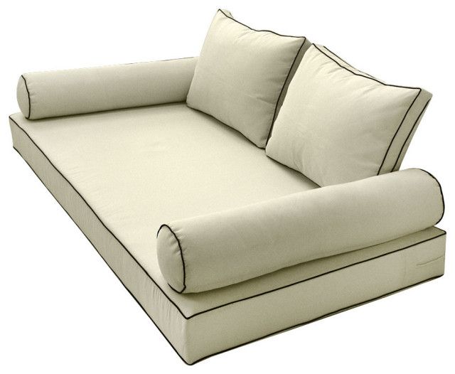 S1 Full Size 5Pc Contrastpipe Daybed Mattress Cushion Bolster Complete ... throughout Cover Only