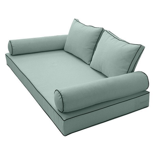 S1 Full Size 5Pc Contrastpipe Daybed Mattress Cushion Bolster Complete ... within Cover Only