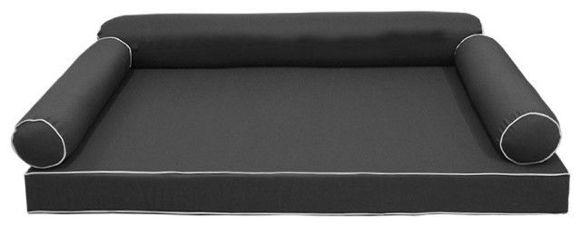 S6 Queen Size Contrast Pipe Trim Bolster Pillow Outdoor Slip Cover Only ... regarding  Outdoor Contrast Pipe Trim Small Deep Seat Back Pillow Cover Ad001