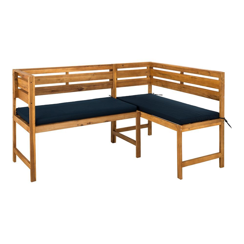 Safavieh Wilton Balcony Corner Lounge Booth Bench &amp; Dining Table 2 ... with regard to Wilton Balcony Corner Lounge - Teak Brown, Beige