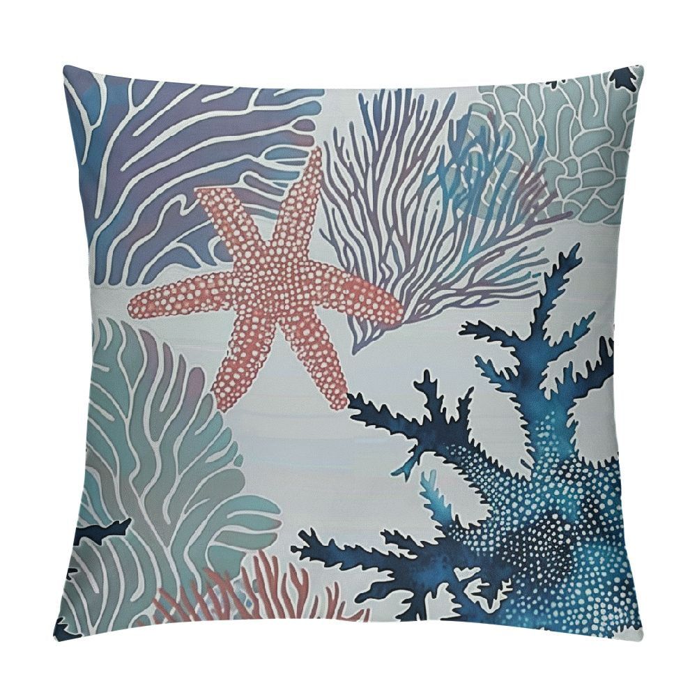 Shiartex Summer Coastal Throw Pillow Covers Outdoor Decorative ... regarding Frontporch Coral Square Pillow, 18", Aqua, 18"X18"