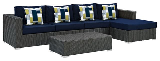 Sojourn 5-Piece Outdoor Patio Sunbrella Sectional Set, 29"L X 35"W X 25 ... intended for Sojourn Outdoor Patio Sunbrella® Sofa
