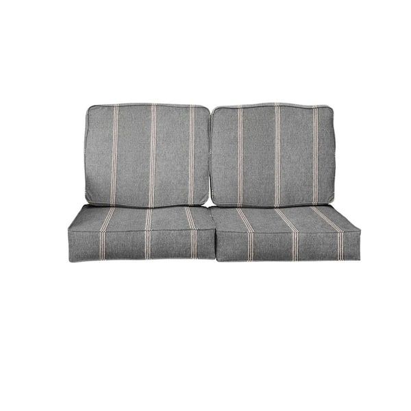 Sorra Home 25 X 25 X 5 (4-Piece) Deep Seating Outdoor Loveseat Cushion ... in Sunbrella Granite Gray Outdoor Deep Seating