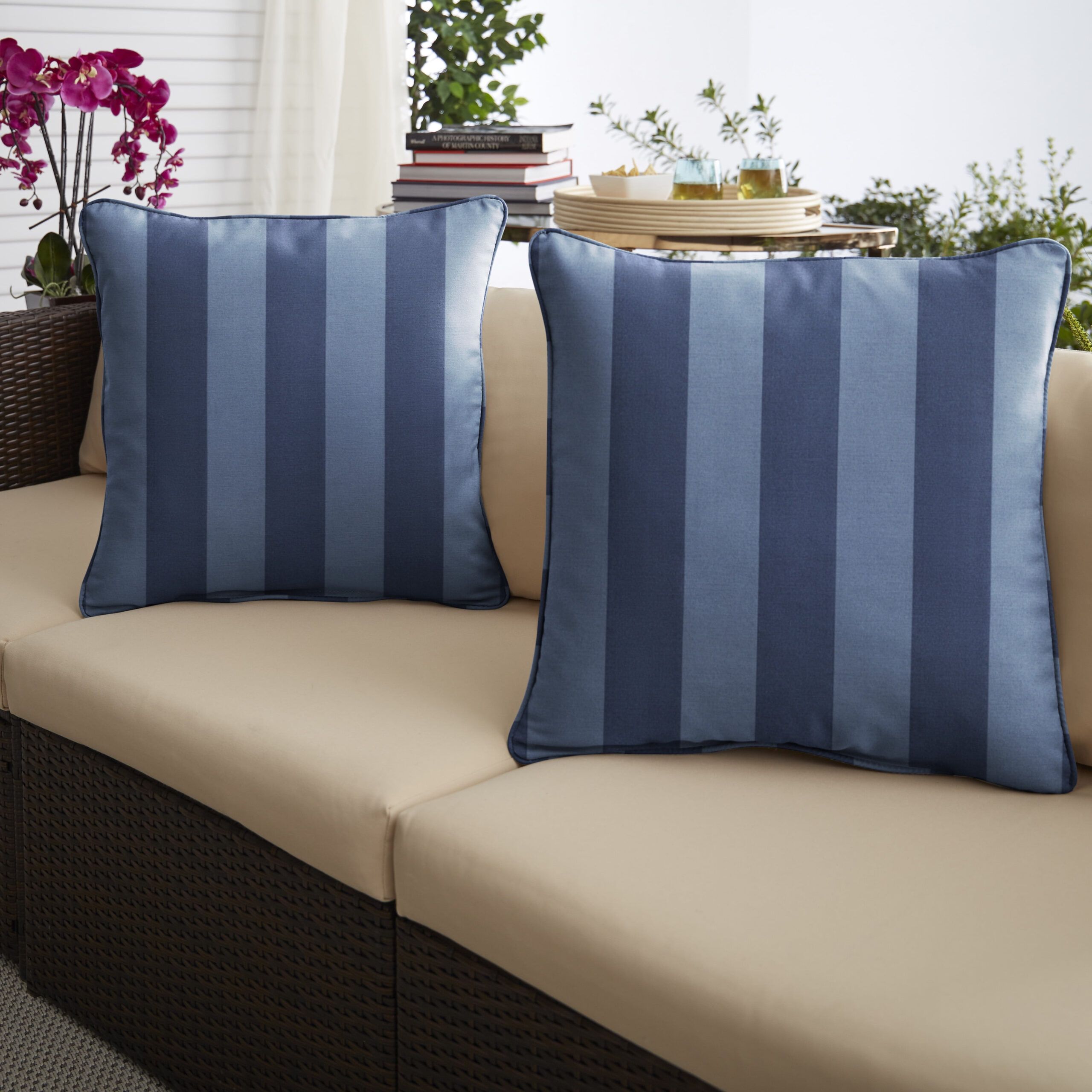 Sorra Home Preview Capri Indoor/Outdoor Corded Pillow Set Of Two ... in Chameleon Capri Indoor/Outdoor Performance Pillow, 22"X22"