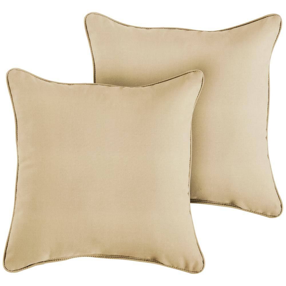 Sorra Home Sunbrella Canvas Antique Beige Outdoor Corded Throw Pillows ... in Sunbrella Canvas Antique Beige Corded Deep Seating Cushion Set, 23.5X23