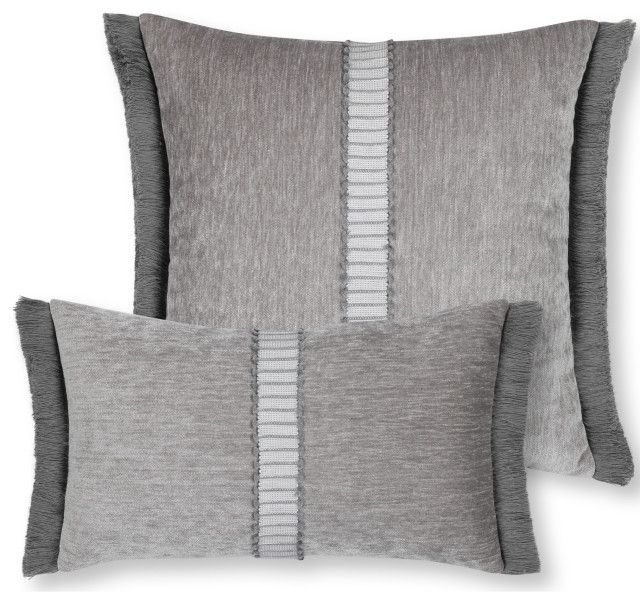 Splendor Pewter Indoor/Outdoor Performance Pillow, 12" X 20 ... throughout Luxe Stripe Pewter Indoor/Outdoor Performance Pillow, 12"X20"
