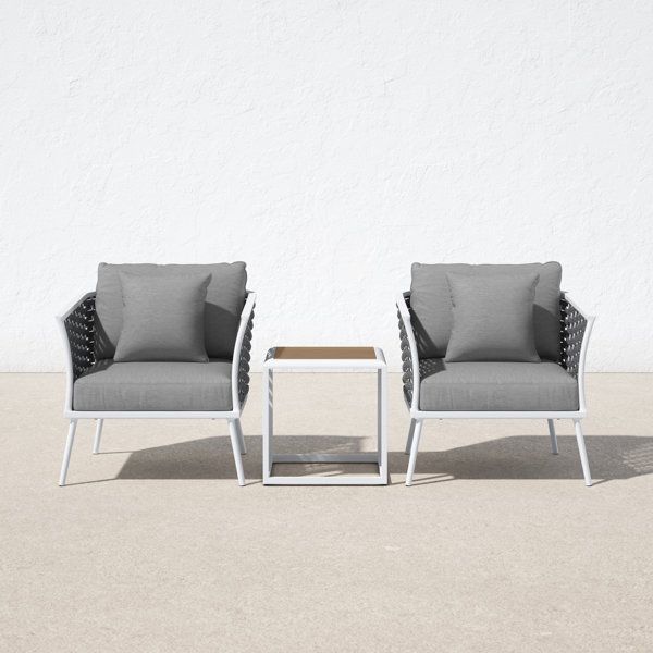 Stance 3 Piece Outdoor Patio Aluminum Sectional Sofa Set In White Gray ... intended for Maximizing Your Patio Living with a Stance 3-Piece Aluminum Sofa